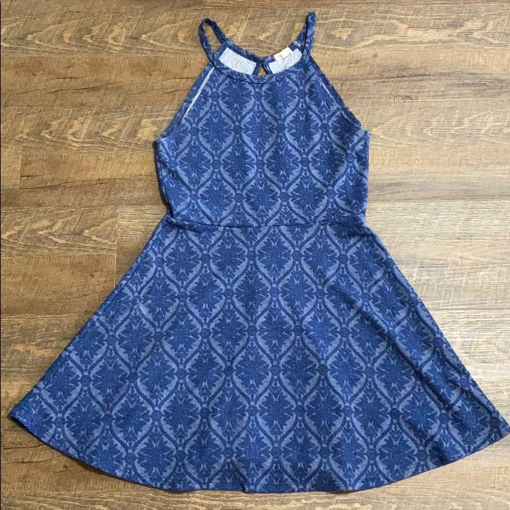 Blue fit and flare dress